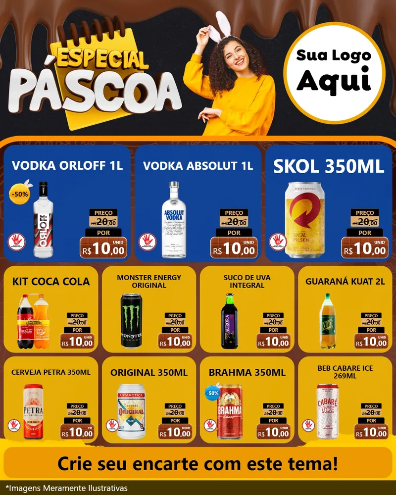 Modelo de Rede Social para Feed Instagram com o tema Especial Páscoa para Distribuidora de bebidas