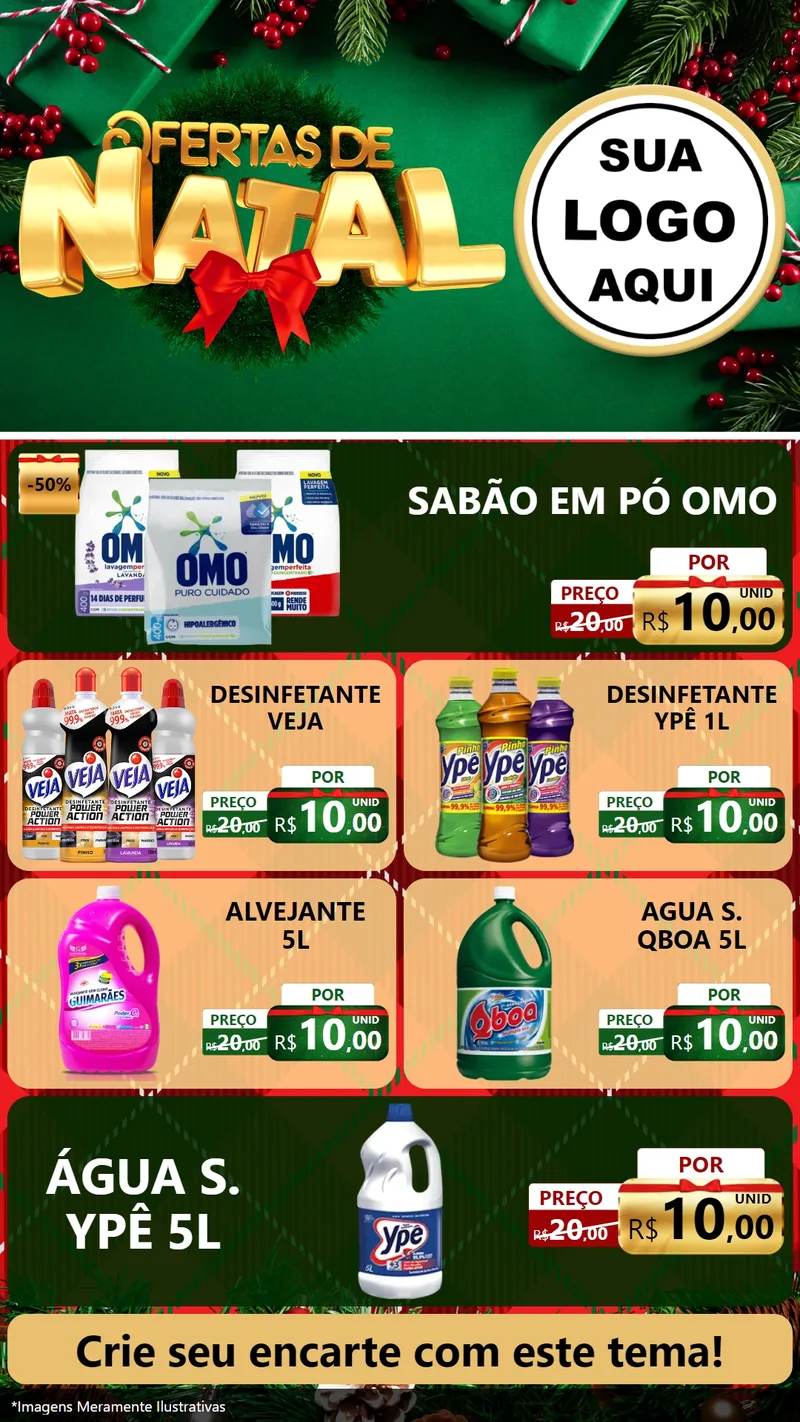 Modelo de TV para TV Vertical com o tema Ofertas de Natal para Produtos de Limpeza