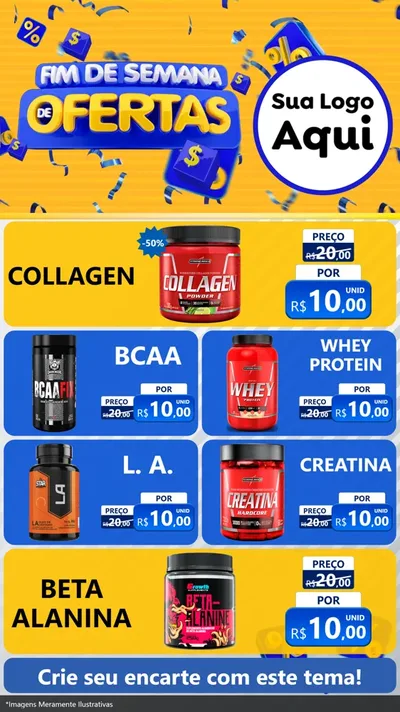 Modelo de TV para TV Vertical com o tema Fim de Semana de Ofertas para Suplementos alimentares