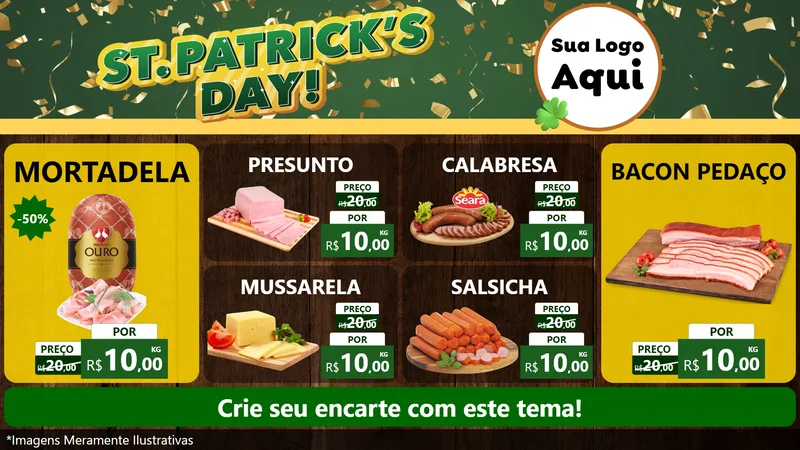 Modelo de TV para TV Horizontal com o tema St Patriks Day para Frios e Laticínios
