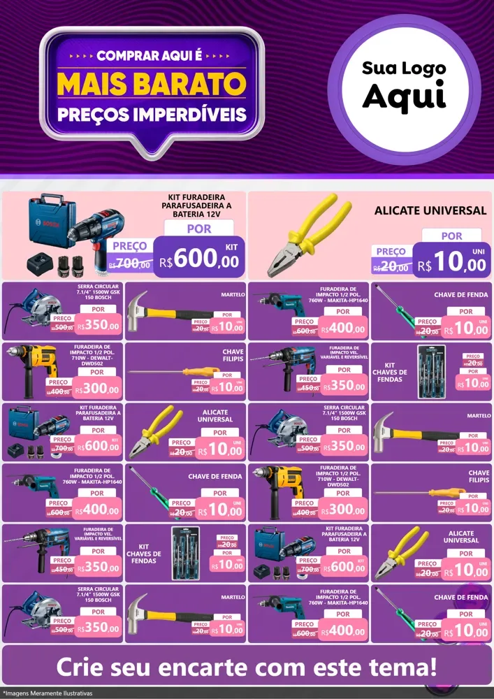 Modelo de Encarte para Encarte A4 Vertical com o tema Mais Barato para Maquinas e Ferramentas