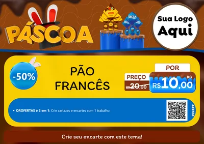 Modelo de Cartaz para Cartaz A4 Horizontal com o tema Páscoa para Padaria