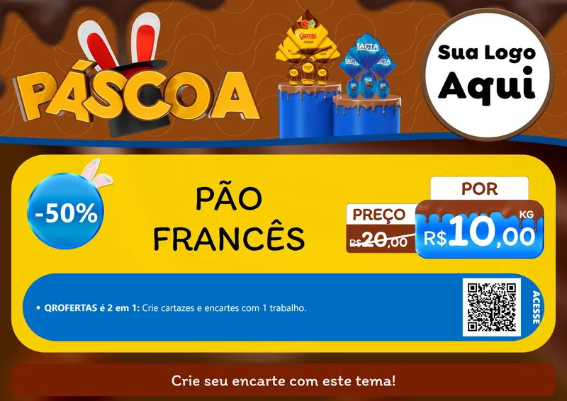 Modelo de Cartaz para Cartaz A4 Horizontal com o tema Páscoa para Padaria