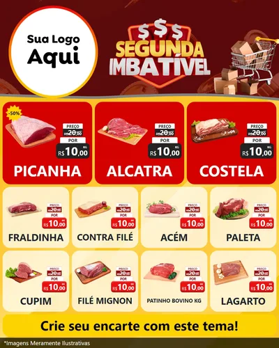 Modelo de Rede Social para Feed Instagram com o tema Segunda Imbatível para Açougue