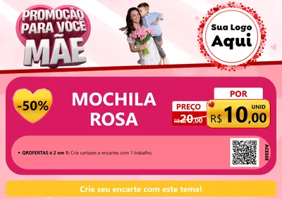 Modelo de Cartaz para Cartaz A4 Horizontal com o tema Promoção Para Você Mãe para Papelaria