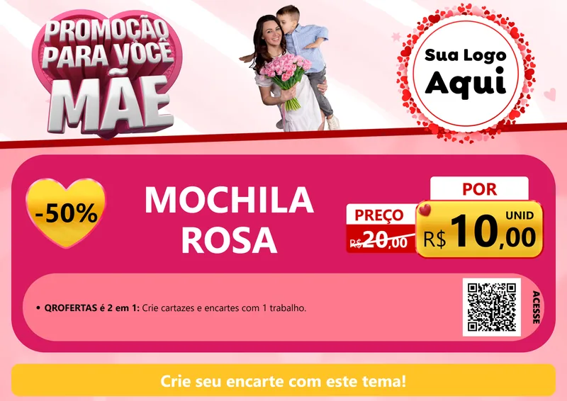Modelo de Cartaz para Cartaz A4 Horizontal com o tema Promoção Para Você Mãe para Papelaria