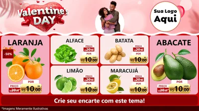 Modelo de TV para TV Horizontal com o tema Valentine's Day para Hortifrúti