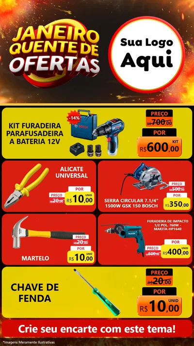 Modelo de TV para TV Vertical com o tema Janeiro Quente de Ofertas para Maquinas e Ferramentas