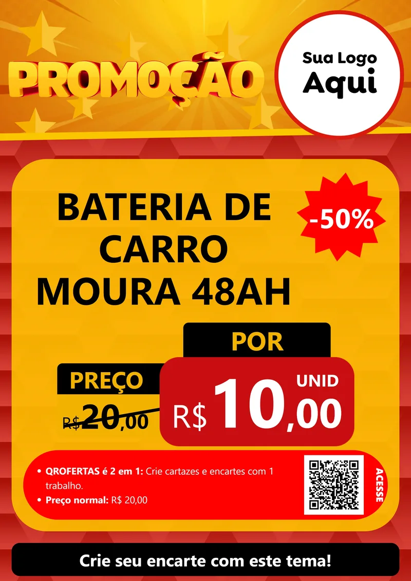 Modelo de Cartaz para Cartaz A4 Vertical com o tema Promoção para Baterias Elétricas