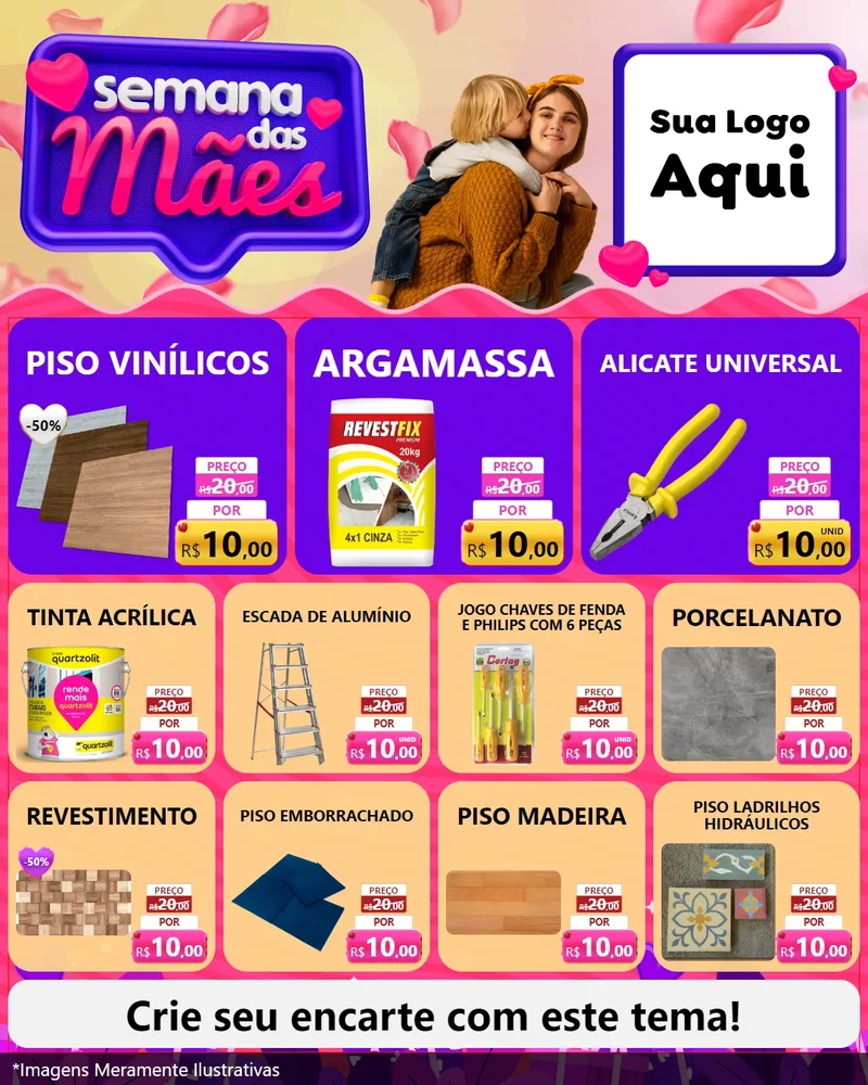 Modelo de Rede Social para Feed Instagram com o tema Semana das Mães para Material para Construção