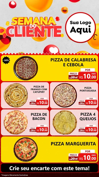 Modelo de TV para TV Vertical com o tema Semana do Cliente para Pizzaria