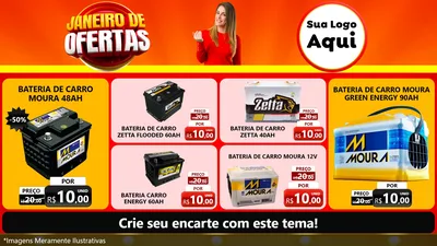 Modelo de TV para TV Horizontal com o tema Janeiro de Ofertas para Baterias Elétricas