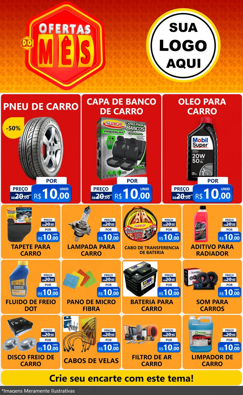 Modelo de Encarte para Encarte Grande com o tema Ofertas do Mês para Auto peças