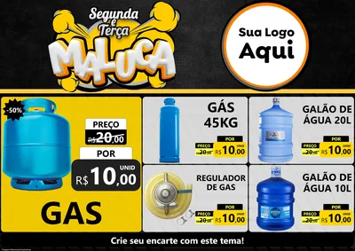Modelo de Encarte para Encarte A4 Horizontal com o tema Segunda e Terça Maluca para Água e gás