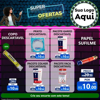 Modelo de Rede Social para Feed Facebook com o tema Super Ofertas para Embalagens