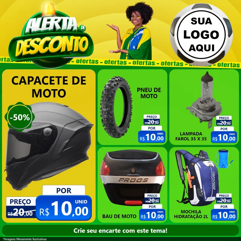 Modelo de Rede Social para Feed Facebook com o tema Alerta de Desconto para Moto peças