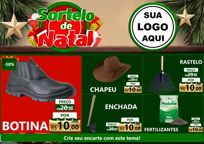 Modelo de Encarte para Encarte A4 Horizontal com o tema Sorteio de Natal para Agropecuária