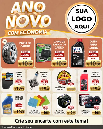 Modelo de Rede Social para Feed Instagram com o tema Ano Novo Com Economia para Auto peças