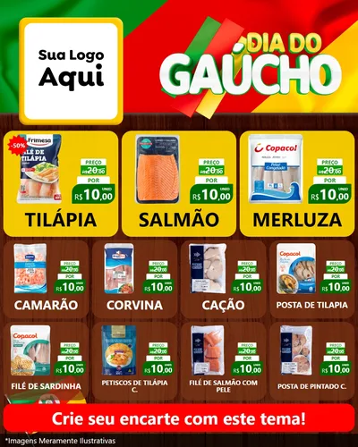 Modelo de Rede Social para Feed Instagram com o tema Dia do Gaúcho para Peixaria