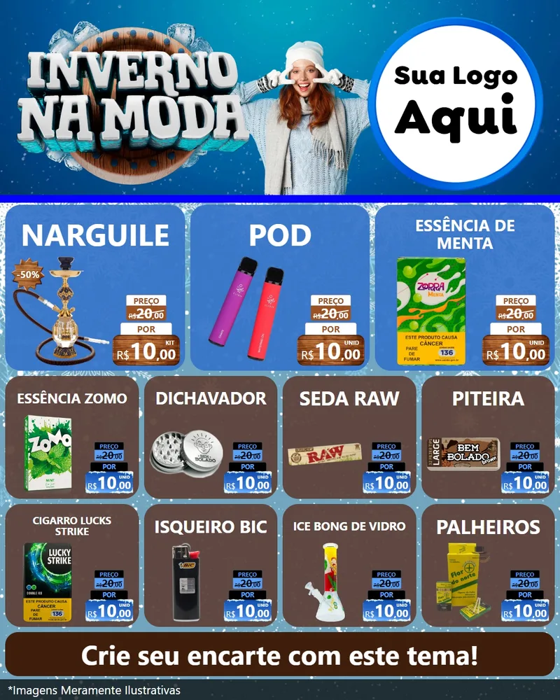 Modelo de Rede Social para Feed Instagram com o tema Inverno na Moda para Tabacaria