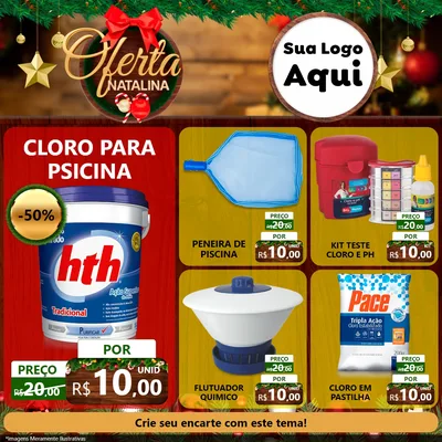 Modelo de Rede Social para Feed Facebook com o tema Ofertas Natalina para Produtos para Piscina
