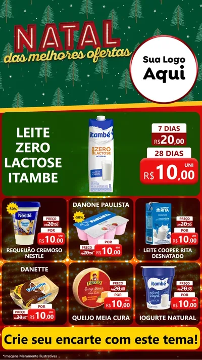 Modelo de Rede Social para Stories com o tema Natal das Melhores Ofertas para Frios e Laticínios