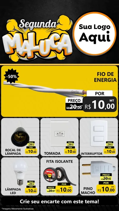 Modelo de Rede Social para Stories com o tema Segunda Maluca para Materiais Elétricos