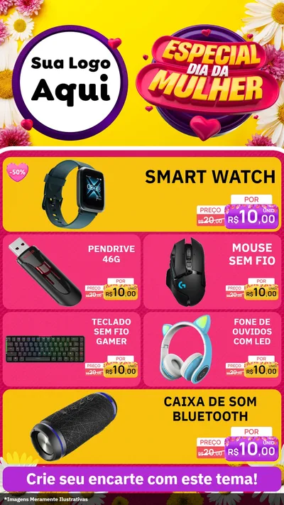 Modelo de TV para TV Vertical com o tema Especial Dia da Mulher para Informática