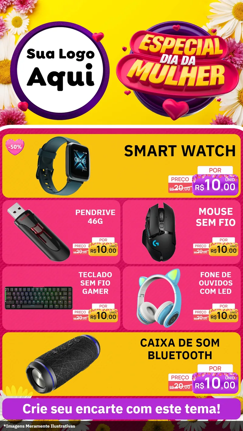 Modelo de TV para TV Vertical com o tema Especial Dia da Mulher para Informática