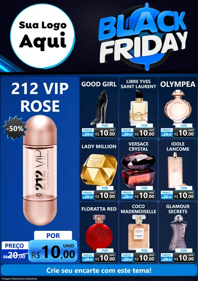 Modelo de Encarte para Encarte A4 Vertical com o tema Black Friday para Perfumes