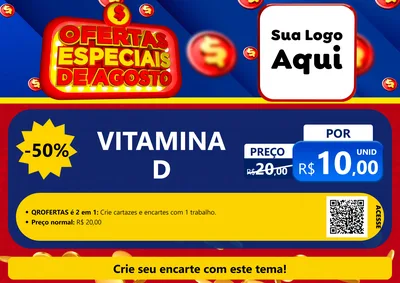 Modelo de Cartaz para Cartaz A4 Horizontal com o tema Ofertas Especiais de Agosto para Farmácia
