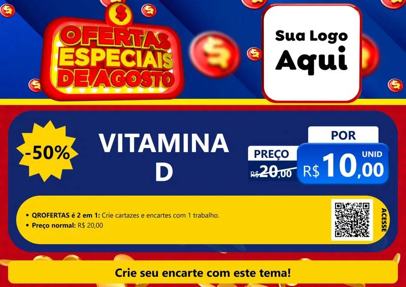 Modelo de Cartaz para Cartaz A4 Horizontal com o tema Ofertas Especiais de Agosto para Farmácia