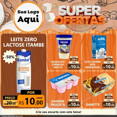 Modelo de Rede Social para Feed Facebook com o tema Super Ofertas para Frios e Laticínios