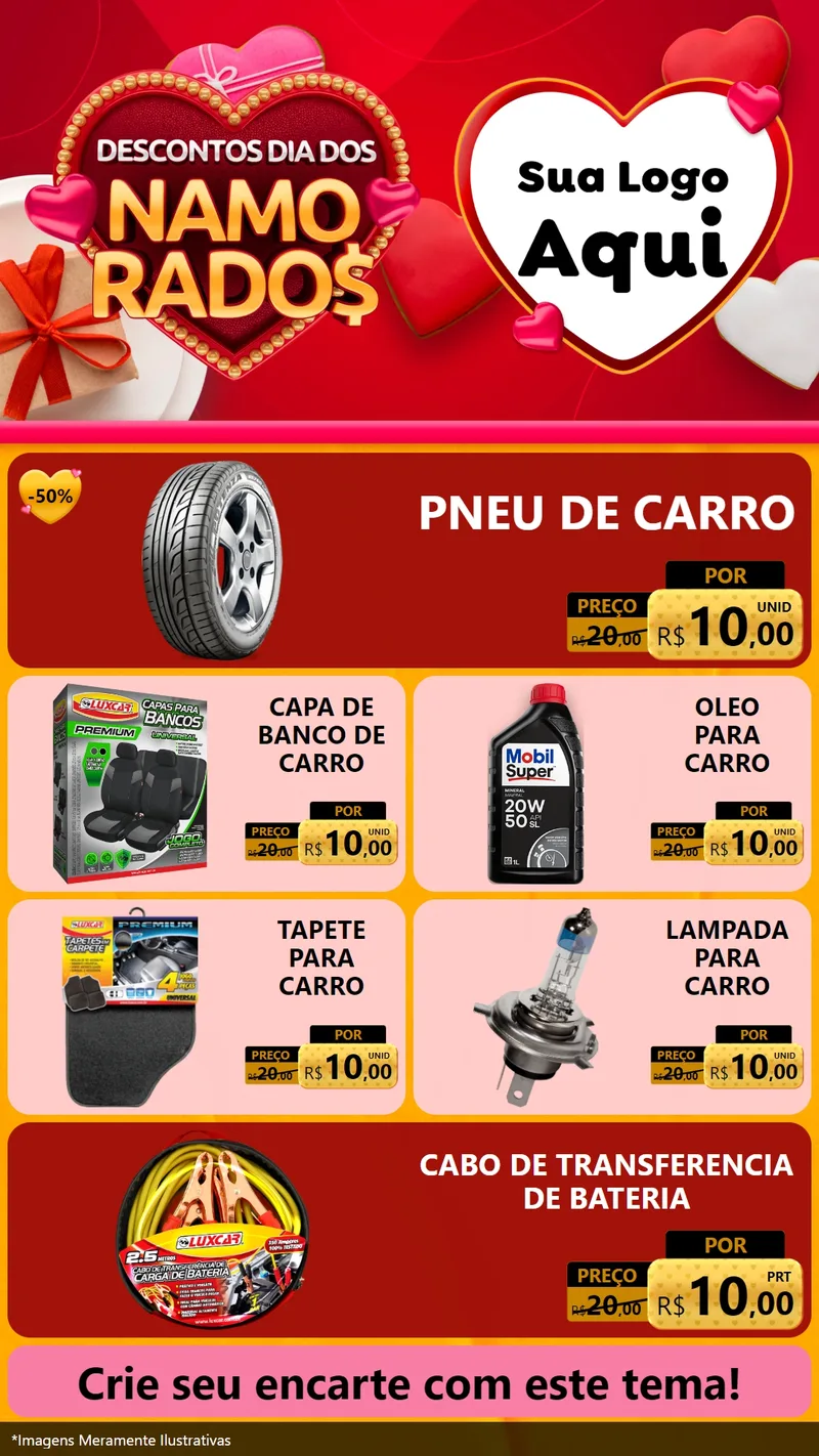 Modelo de TV para TV Vertical com o tema Descontos Dia dos Namorados para Auto peças