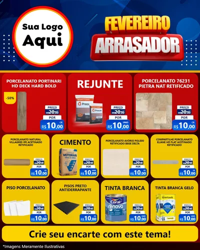 Modelo de Rede Social para Feed Instagram com o tema Fevereiro Arrasador para Pisos e revestimentos