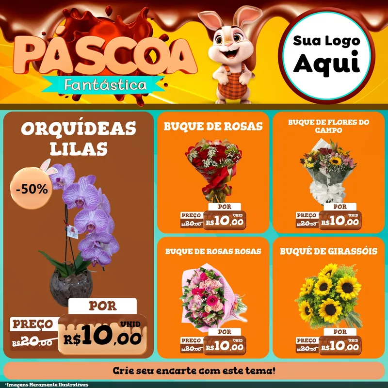 Modelo de Rede Social para Feed Facebook com o tema Páscoa Fantástica para Floricultura e jardim