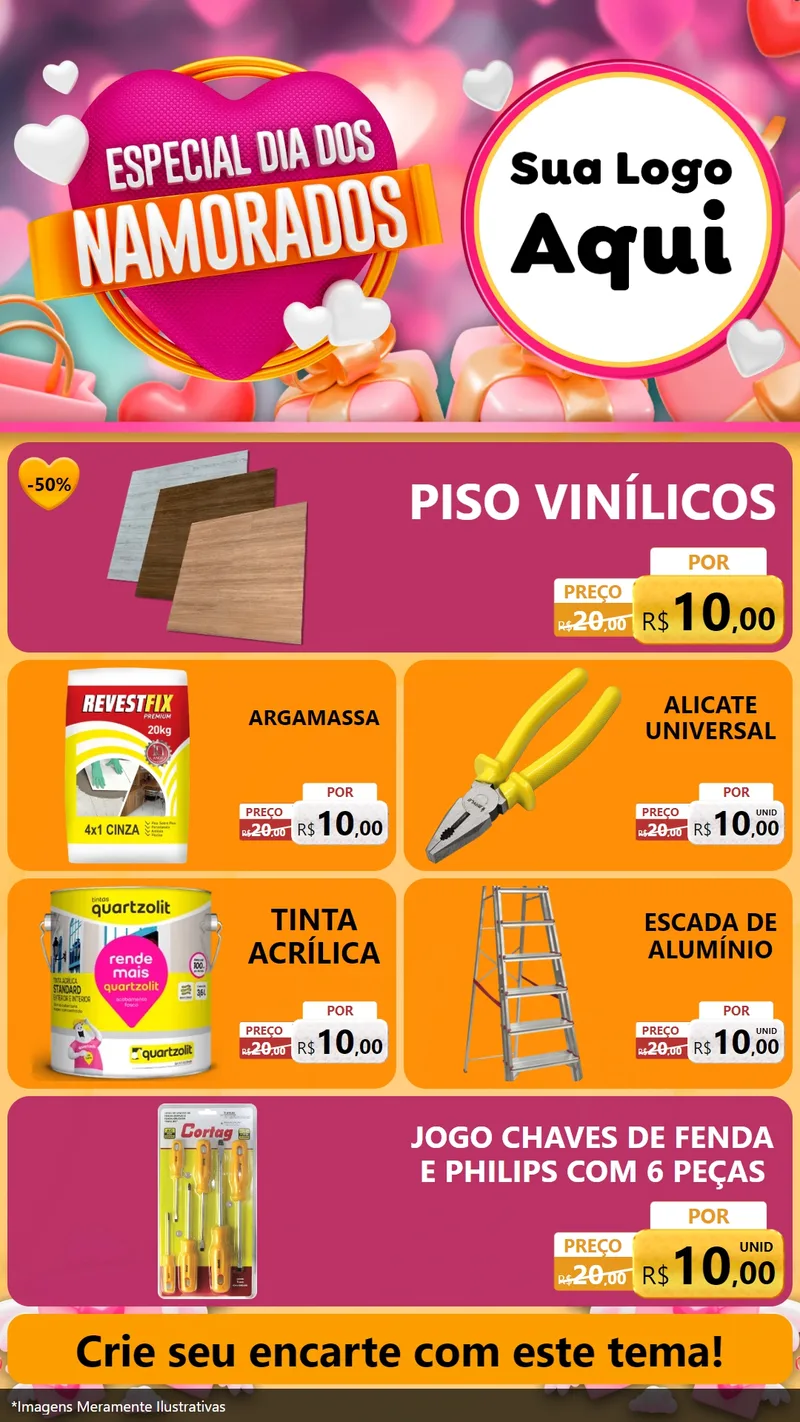 Modelo de TV para TV Vertical com o tema Especial Dia dos Namorados para Material para Construção