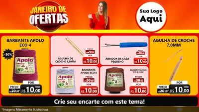 Modelo de TV para TV Horizontal com o tema Janeiro de Ofertas para Armarinho e Aviamentos