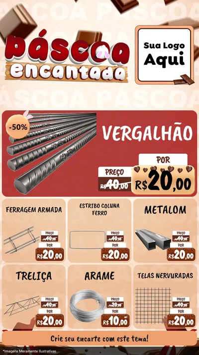 Modelo de Rede Social para Stories com o tema Páscoa Encantada para Ferragens