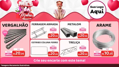 Modelo de TV para TV Horizontal com o tema Mês da Mulher para Ferragens