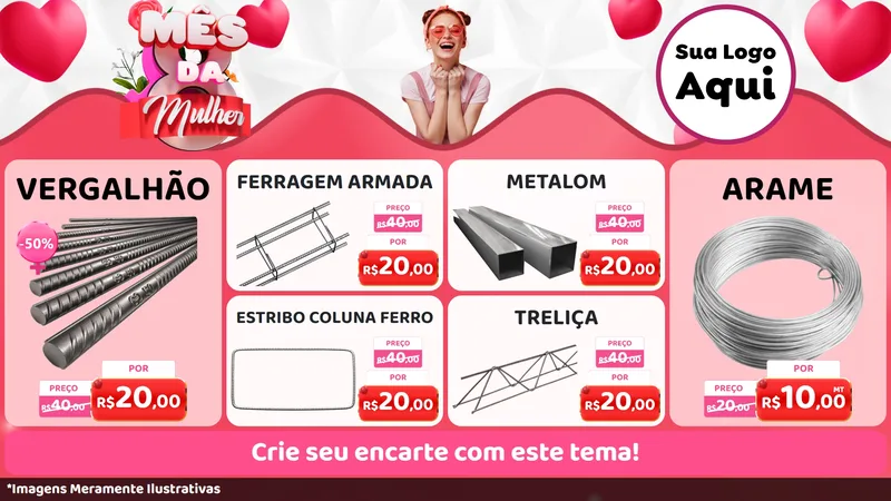 Modelo de TV para TV Horizontal com o tema Mês da Mulher para Ferragens