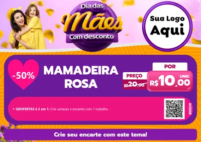 Modelo de Cartaz para Cartaz A4 Horizontal com o tema Dia das Mães com Desconto para Bebês