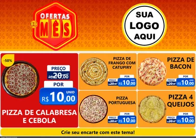 Modelo de Encarte para Encarte A4 Horizontal com o tema Ofertas do Mês para Pizzaria
