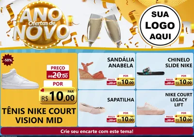 Modelo de Encarte para Encarte A4 Horizontal com o tema Ofertas de Ano Novo para Calçados