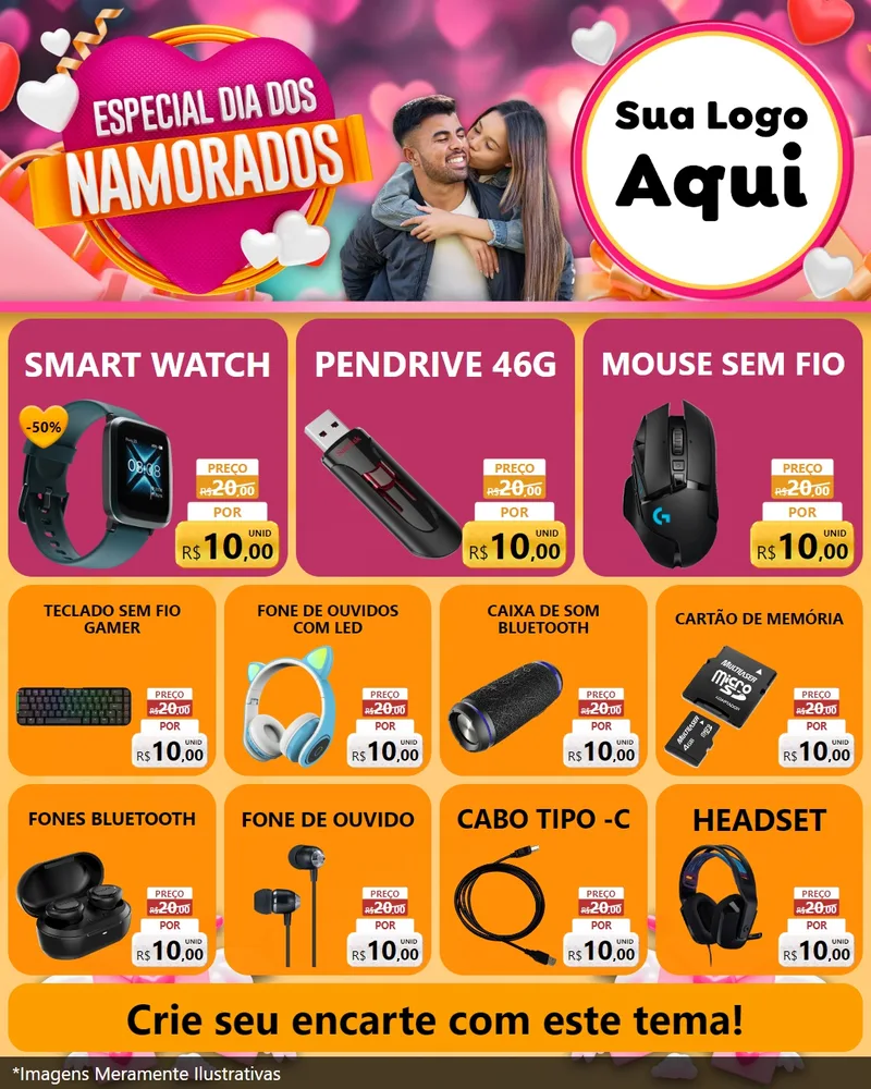 Modelo de Rede Social para Feed Instagram com o tema Especial Dia dos Namorados para Informática