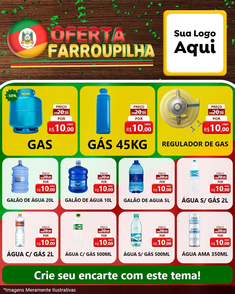 Modelo de Rede Social para Feed Instagram com o tema Oferta Farroupilha para Água e gás