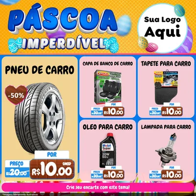 Modelo de Rede Social para Feed Facebook com o tema Páscoa Imperdível para Auto peças
