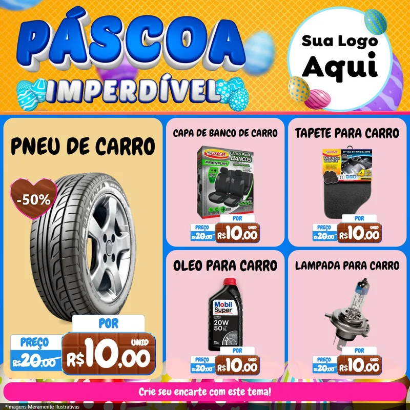 Modelo de Rede Social para Feed Facebook com o tema Páscoa Imperdível para Auto peças