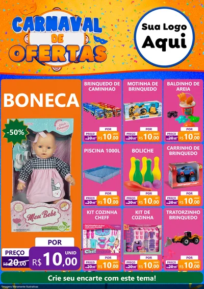 Modelo de Encarte para Encarte A4 Vertical com o tema Carnaval de Ofertas para Brinquedos