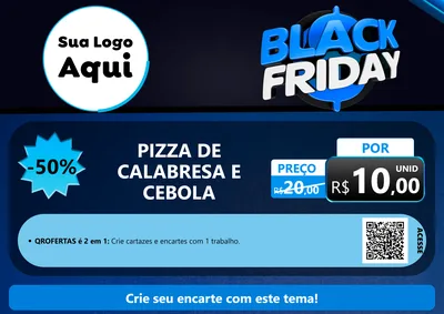 Modelo de Cartaz para Cartaz A4 Horizontal com o tema Black Friday para Pizzaria